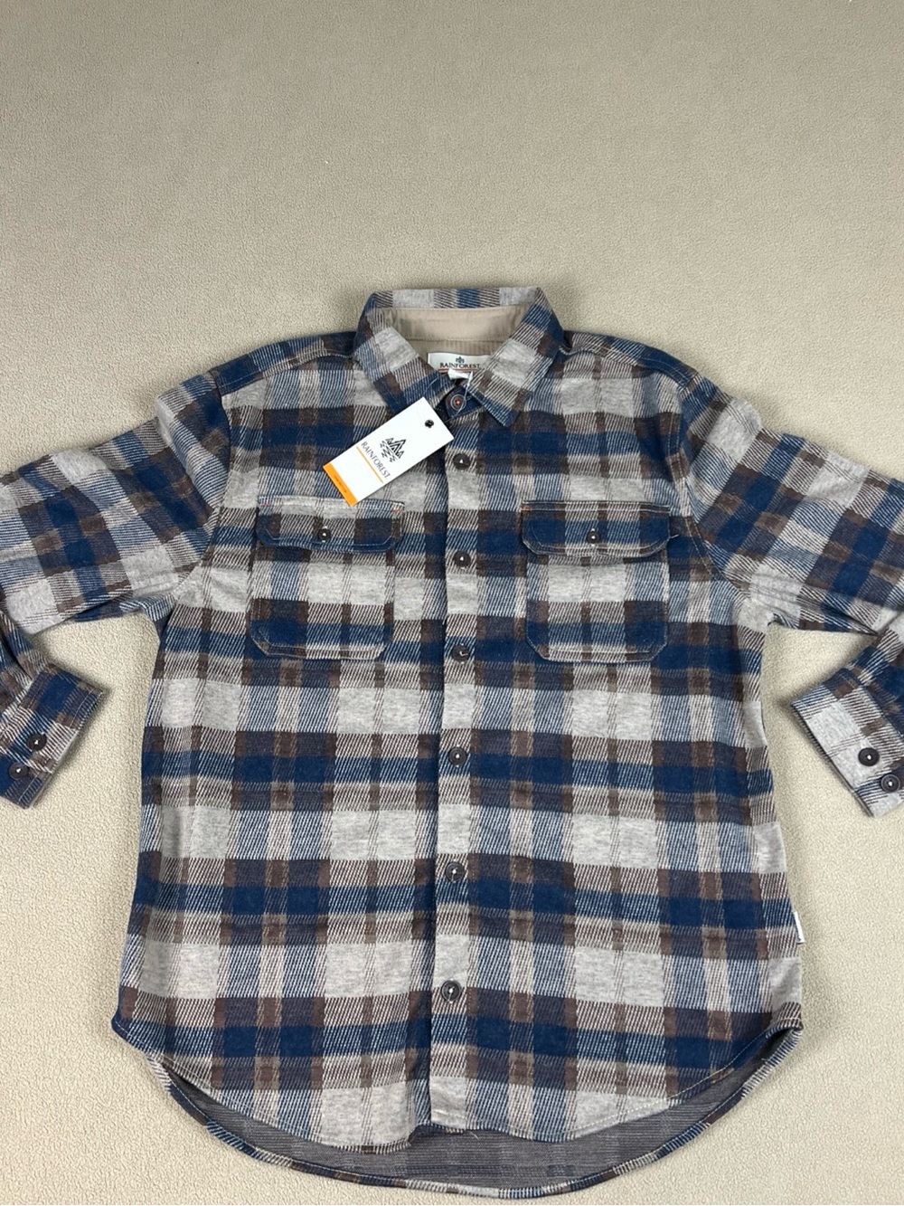 Rainforest Fahnestock Trail Stretch Knit Flannel Plaid Button Up Shirt. Sz M